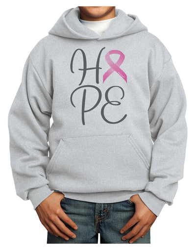 Hope - Breast Cancer Awareness Ribbon Youth Hoodie Pullover Sweatshirt-Youth Hoodie-TooLoud-Ash-XS-Davson Sales