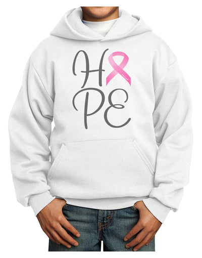 Hope - Breast Cancer Awareness Ribbon Youth Hoodie Pullover Sweatshirt-Youth Hoodie-TooLoud-White-XS-Davson Sales