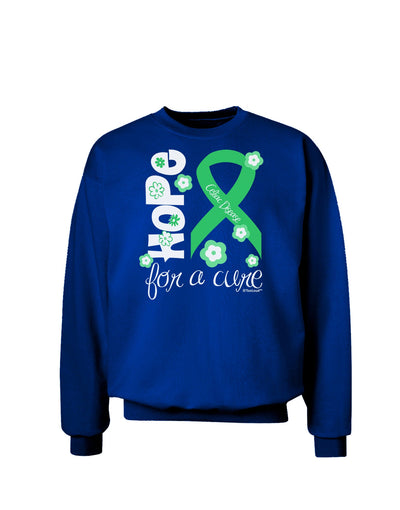 Hope for a Cure - Light Green Ribbon Celiac Disease - Flowers Adult Dark Sweatshirt-Sweatshirts-TooLoud-Deep-Royal-Blue-Small-Davson Sales