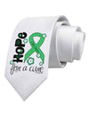 Hope for a Cure - Light Green Ribbon Celiac Disease - Flowers Printed White Necktie