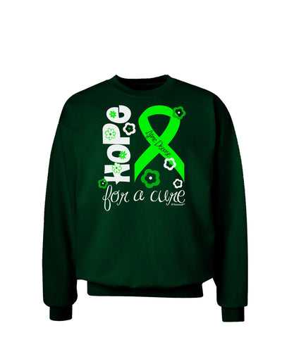 Hope for a Cure - Lime Green Ribbon Lyme Disease - Flowers Adult Dark Sweatshirt-Sweatshirts-TooLoud-Deep-Forest-Green-Small-Davson Sales