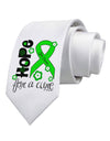 Hope for a Cure - Lime Green Ribbon Lyme Disease - Flowers Printed White Necktie