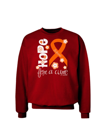 Hope for a Cure - Orange Ribbon Leukemia - Flowers Adult Dark Sweatshirt-Sweatshirts-TooLoud-Deep-Red-Small-Davson Sales