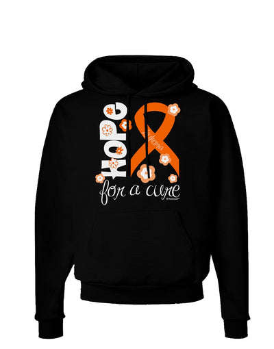 Hope for a Cure - Orange Ribbon Leukemia - Flowers Dark Hoodie Sweatshirt-Hoodie-TooLoud-Black-Small-Davson Sales