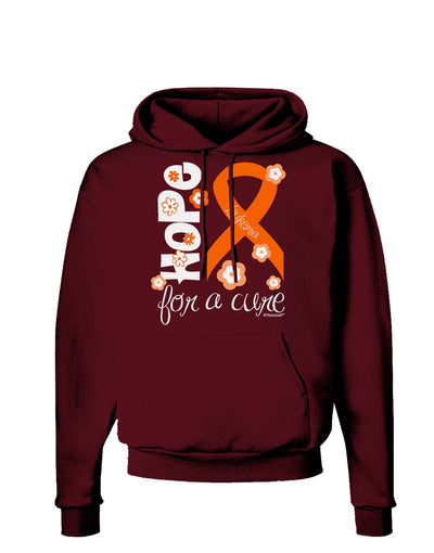 Hope for a Cure - Orange Ribbon Leukemia - Flowers Dark Hoodie Sweatshirt-Hoodie-TooLoud-Maroon-Small-Davson Sales