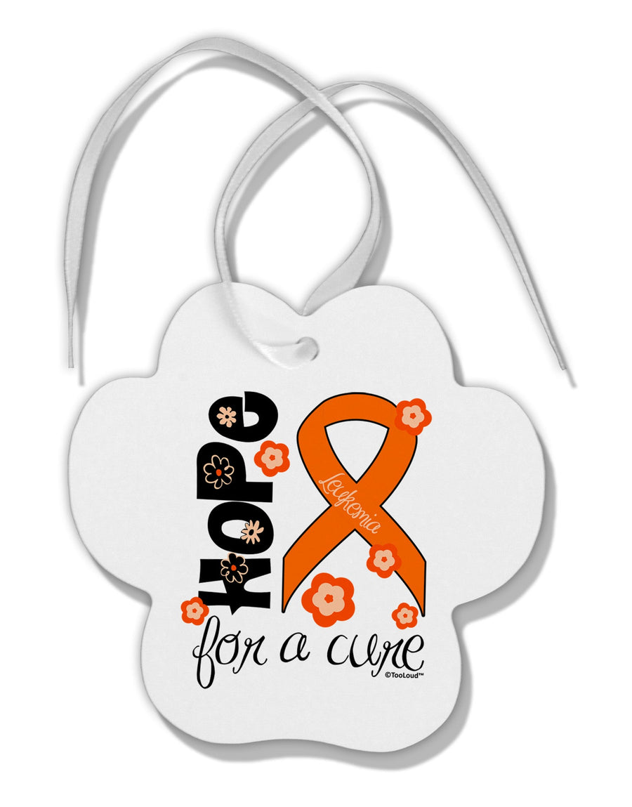 Hope for a Cure - Orange Ribbon Leukemia - Flowers Paw Print Shaped Ornament-Ornament-TooLoud-White-Davson Sales