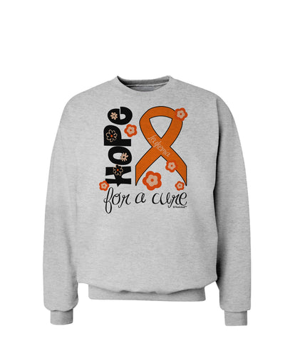 Hope for a Cure - Orange Ribbon Leukemia - Flowers Sweatshirt-Sweatshirts-TooLoud-AshGray-Small-Davson Sales