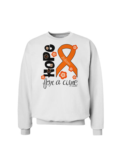 Hope for a Cure - Orange Ribbon Leukemia - Flowers Sweatshirt-Sweatshirts-TooLoud-White-Small-Davson Sales