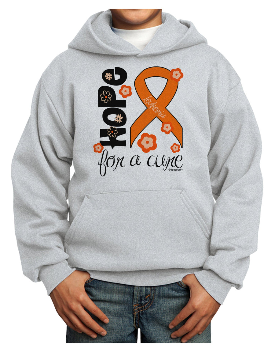 Hope for a Cure - Orange Ribbon Leukemia - Flowers Youth Hoodie Pullover Sweatshirt-Youth Hoodie-TooLoud-White-XS-Davson Sales