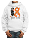 Hope for a Cure - Orange Ribbon Leukemia - Flowers Youth Hoodie Pullover Sweatshirt-Youth Hoodie-TooLoud-White-XS-Davson Sales