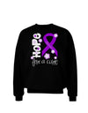 Hope for a Cure - Purple Ribbon Alzheimers Disease - Flowers Adult Dark Sweatshirt-Sweatshirts-TooLoud-Black-Small-Davson Sales