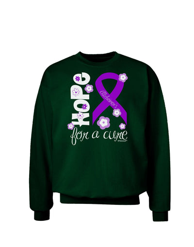 Hope for a Cure - Purple Ribbon Alzheimers Disease - Flowers Adult Dark Sweatshirt-Sweatshirts-TooLoud-Deep-Forest-Green-Small-Davson Sales