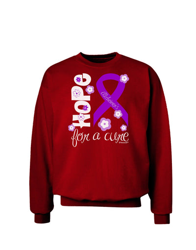 Hope for a Cure - Purple Ribbon Alzheimers Disease - Flowers Adult Dark Sweatshirt-Sweatshirts-TooLoud-Deep-Red-Small-Davson Sales