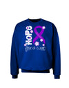 Hope for a Cure - Purple Ribbon Alzheimers Disease - Flowers Adult Dark Sweatshirt-Sweatshirts-TooLoud-Deep-Royal-Blue-Small-Davson Sales