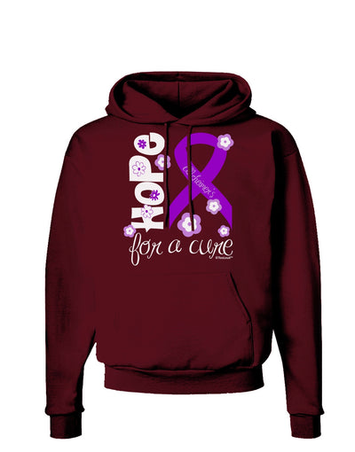 Hope for a Cure - Purple Ribbon Alzheimers Disease - Flowers Dark Hoodie Sweatshirt-Hoodie-TooLoud-Maroon-Small-Davson Sales