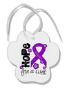 Hope for a Cure - Purple Ribbon Alzheimers Disease - Flowers Paw Print Shaped Ornament-Ornament-TooLoud-White-Davson Sales