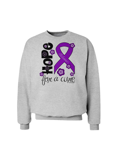 Hope for a Cure - Purple Ribbon Alzheimers Disease - Flowers Sweatshirt-Sweatshirts-TooLoud-AshGray-Small-Davson Sales