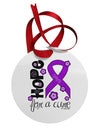 Hope for a Cure - Purple Ribbon Epilepsy - Flowers Circular Metal Ornament-Ornament-TooLoud-White-Davson Sales