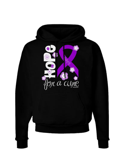 Hope for a Cure - Purple Ribbon Epilepsy - Flowers Dark Hoodie Sweatshirt-Hoodie-TooLoud-Black-Small-Davson Sales