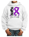 Hope for a Cure - Purple Ribbon Epilepsy - Flowers Youth Hoodie Pullover Sweatshirt-Youth Hoodie-TooLoud-White-XS-Davson Sales