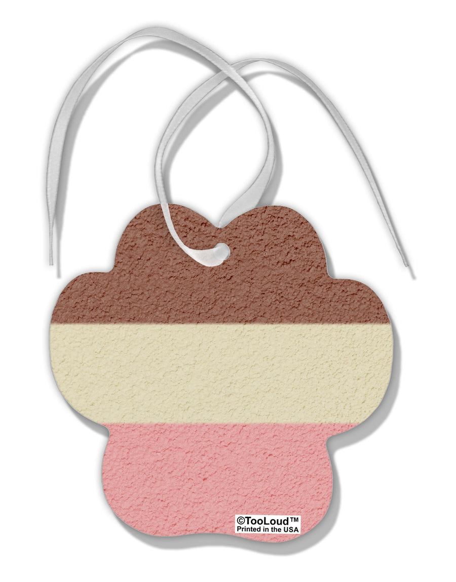 Horizontal Neapolitan Ice Cream Paw Print Shaped Ornament All Over Print by TooLoud-Ornament-TooLoud-White-Davson Sales