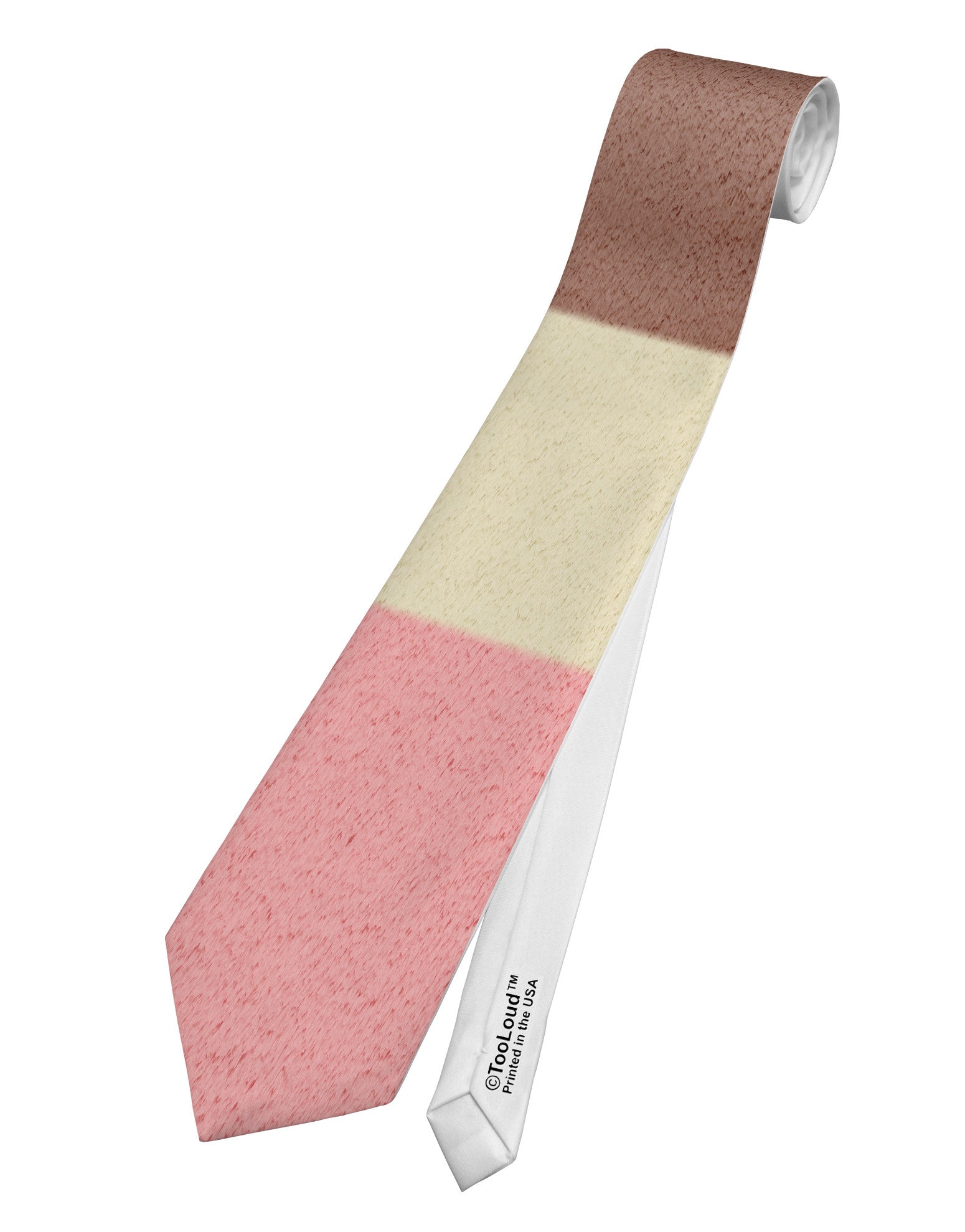 Horizontal Neapolitan Ice Cream Printed White Necktie All Over Print by