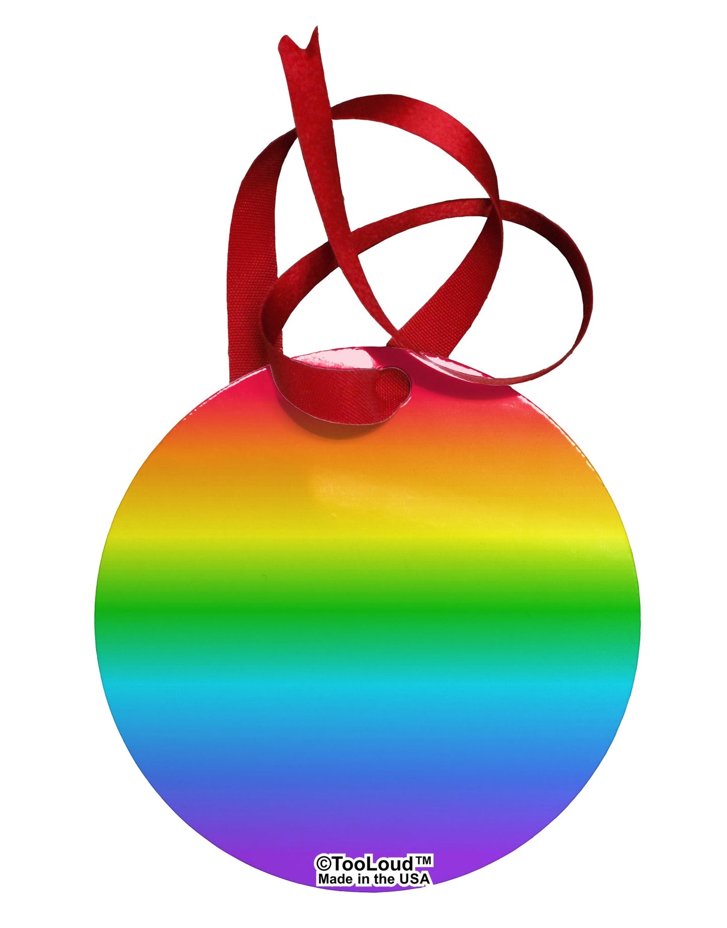 Horizontal Rainbow Gradient Circular Metal Ornament All Over Print by TooLoud-Ornament-TooLoud-White-Davson Sales