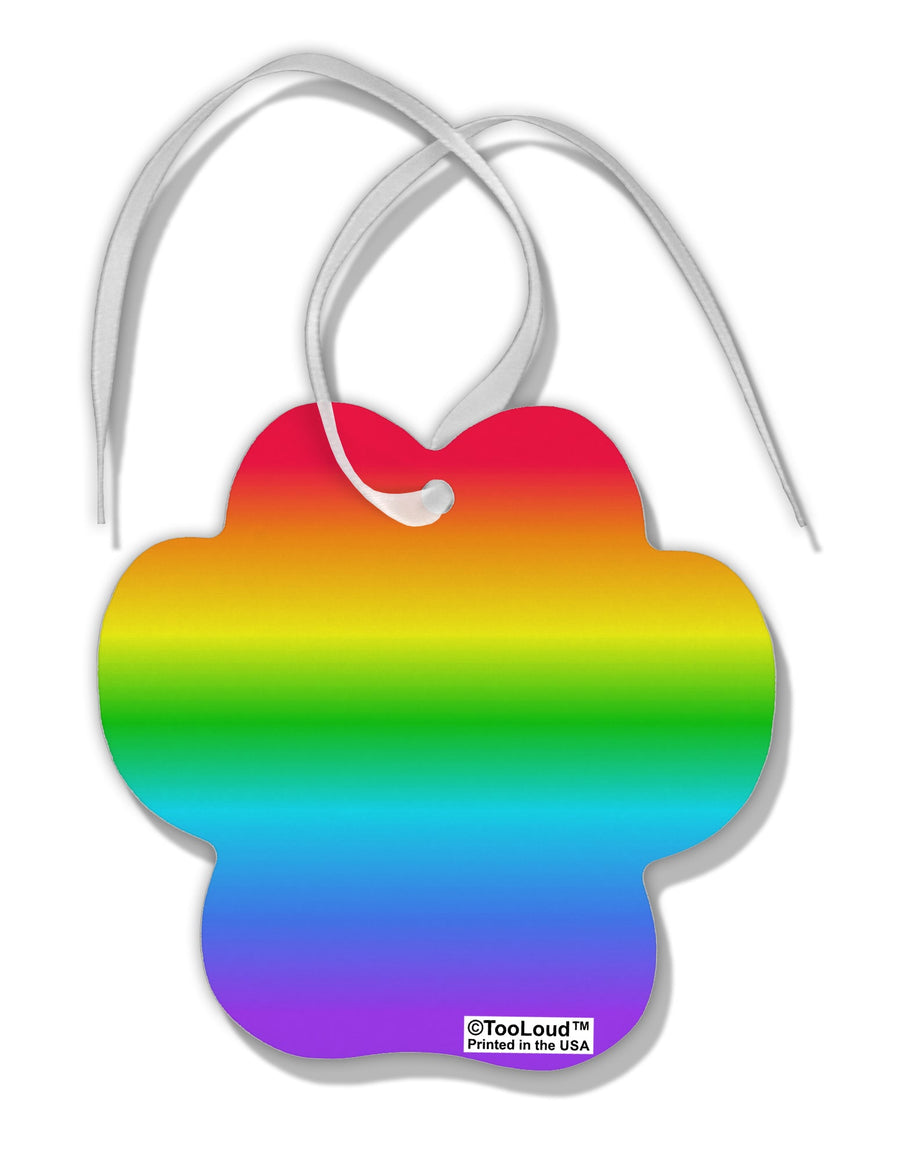 Horizontal Rainbow Gradient Paw Print Shaped Ornament All Over Print by TooLoud-Ornament-TooLoud-White-Davson Sales