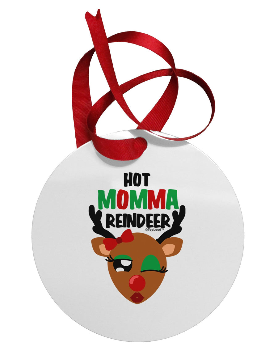 Hot Momma Reindeer Matching Deer Circular Metal Ornament-Ornament-TooLoud-White-Davson Sales