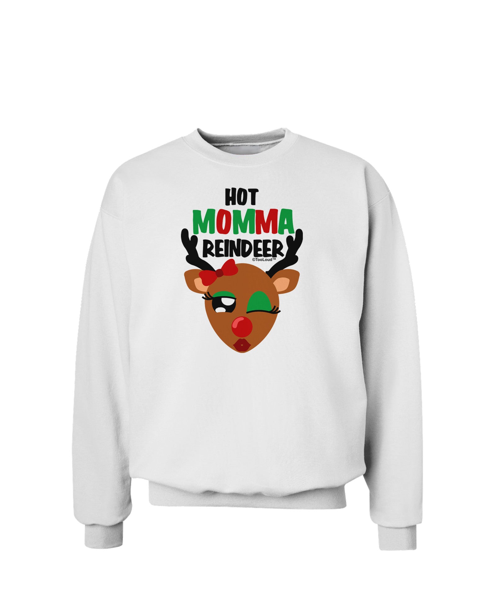 Hot Momma Reindeer Matching Deer Sweatshirt-Sweatshirts-TooLoud-White-Small-Davson Sales