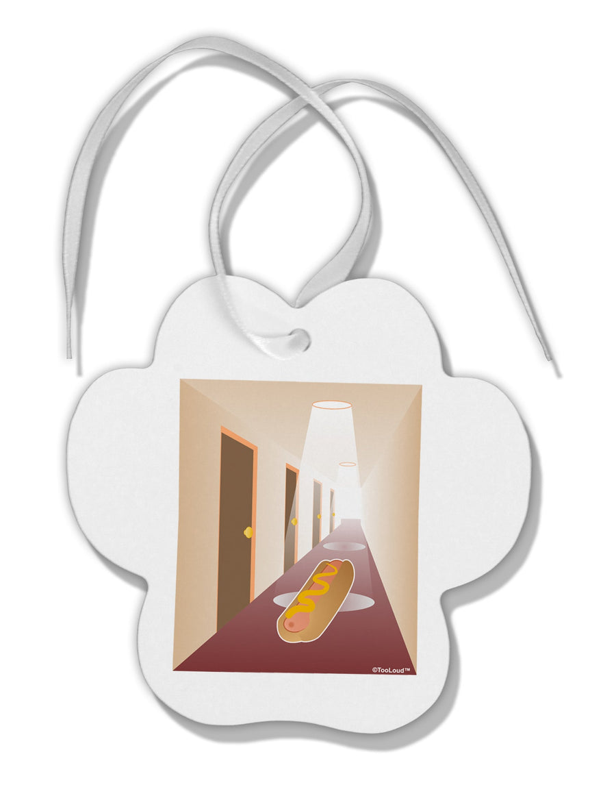 Hotdog in a Hallway Paw Print Shaped Ornament by TooLoud-Ornament-TooLoud-White-Davson Sales