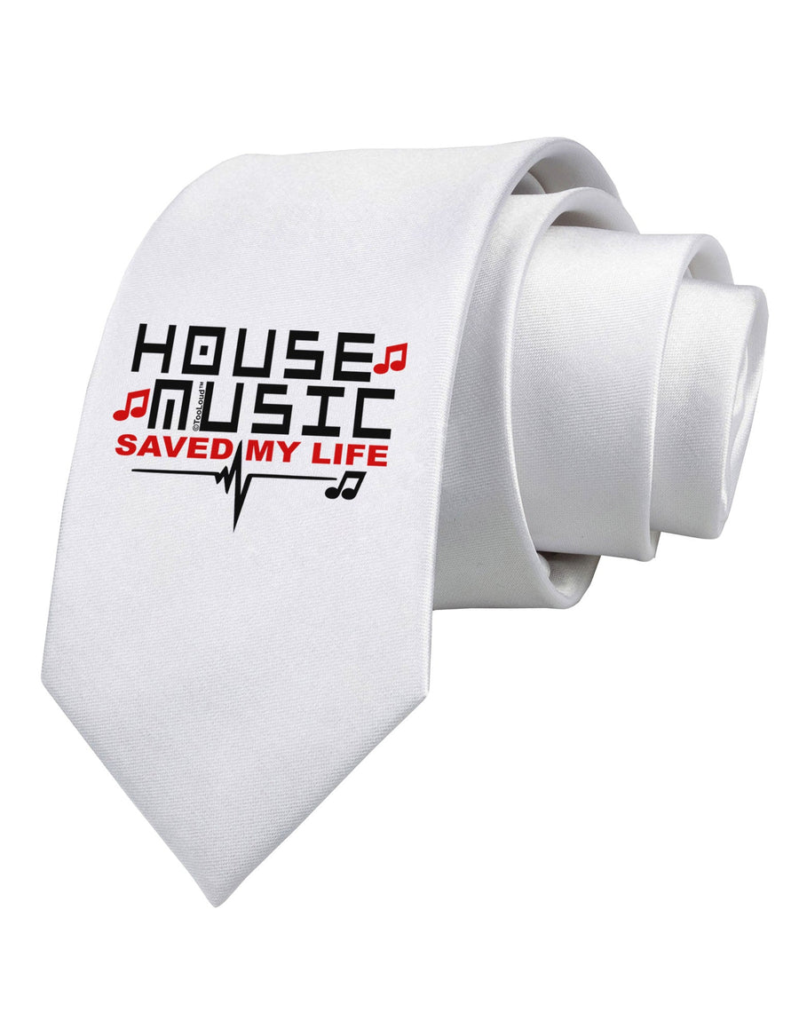 House Saved My Life Printed White Necktie