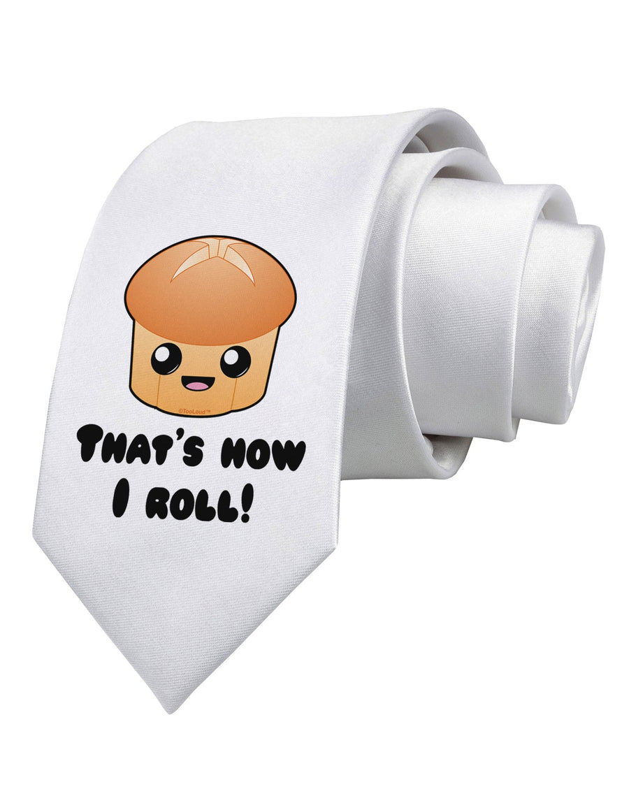 How I Roll Cute Roll Printed White Necktie