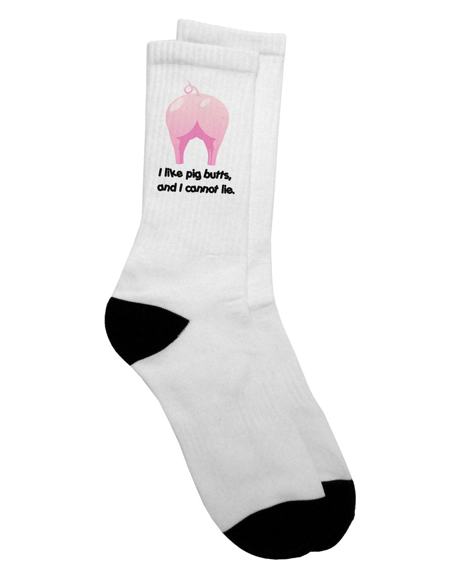 Humorous Design Adult Crew Socks Featuring "I Like Pig Butts" - Presented by TooLoud