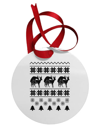 Humping Gay Reindeer Circular Metal Ornament-Ornament-TooLoud-White-Davson Sales