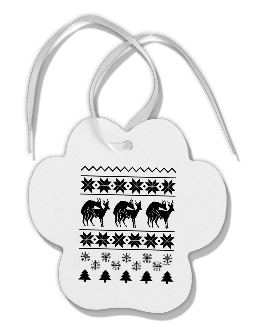 Humping Gay Reindeer Paw Print Shaped Ornament-Ornament-TooLoud-White-Davson Sales