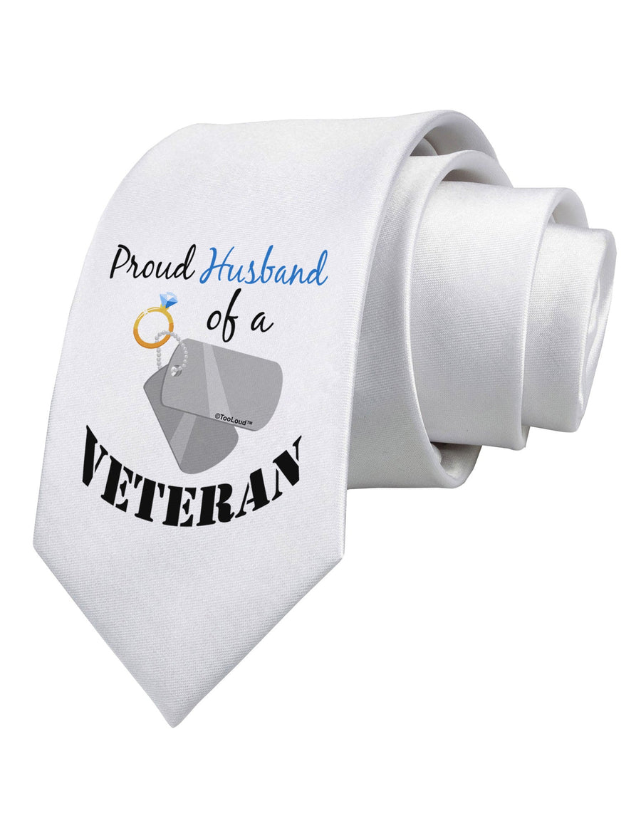 Husband of Veteran Printed White Necktie