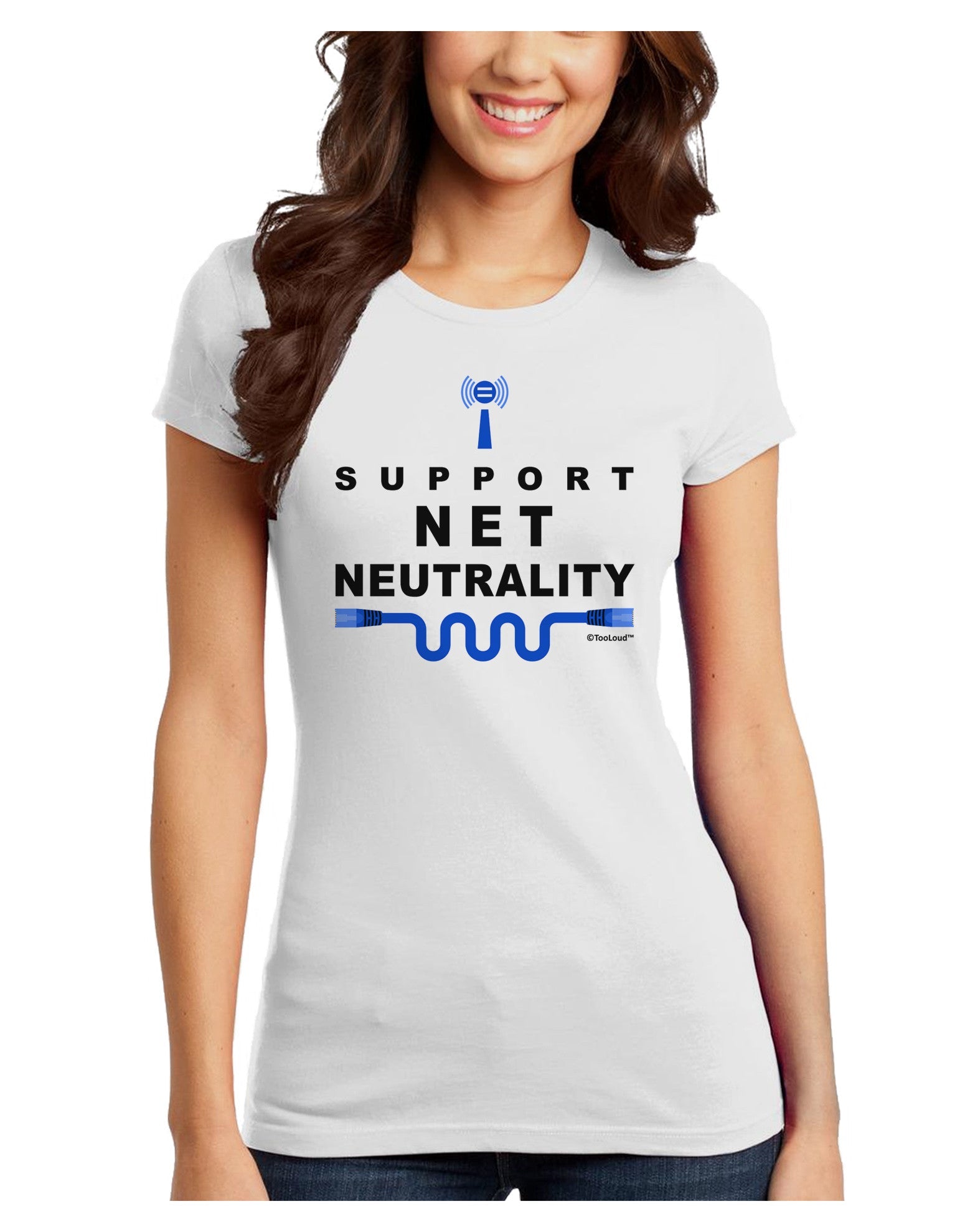 i Support Net Neutrality Juniors T-Shirt-Womens Juniors T-Shirt-TooLoud-White-Juniors Fitted X-Small-Davson Sales
