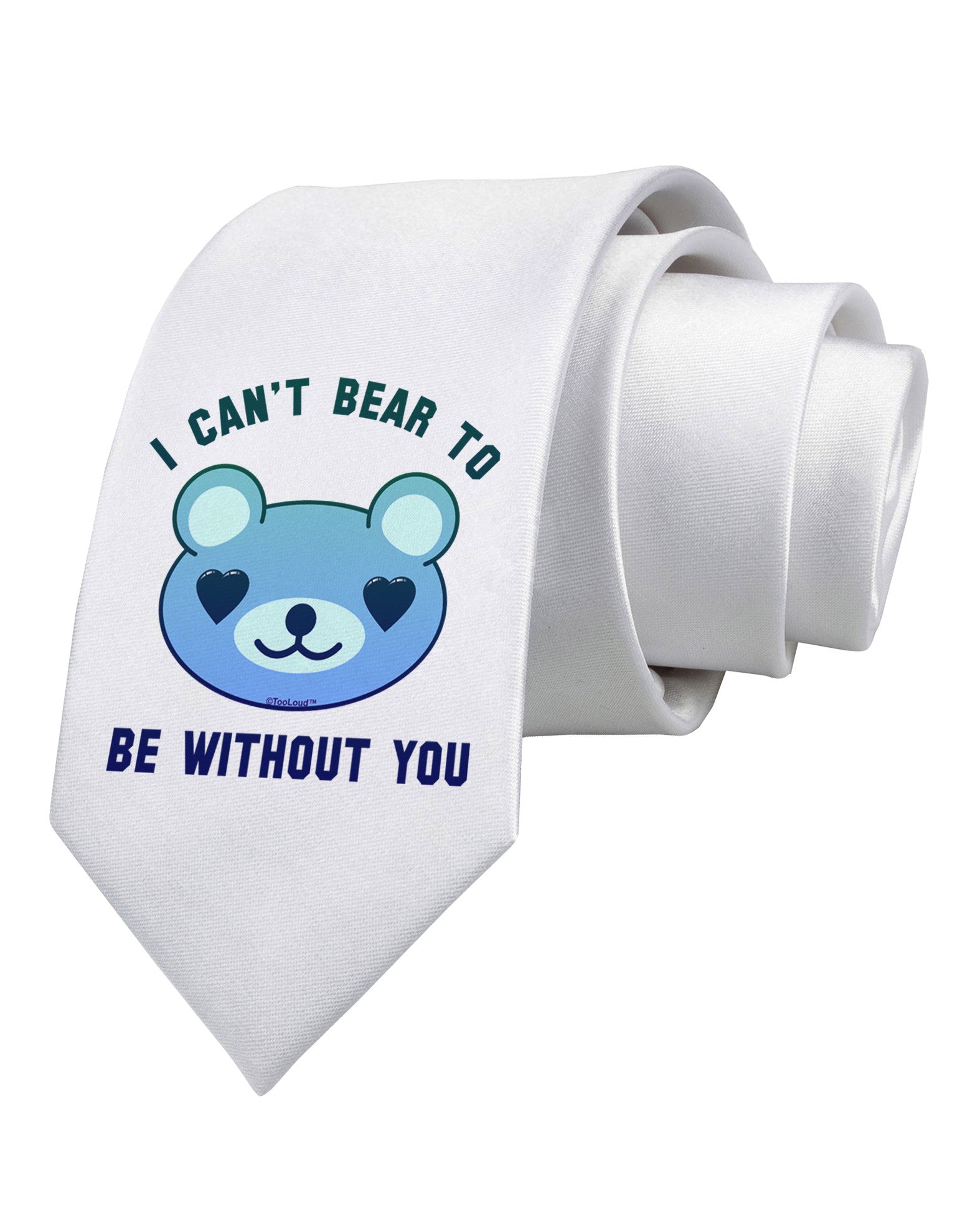 I Can't Bear to be Without You Blue Printed White Necktie by