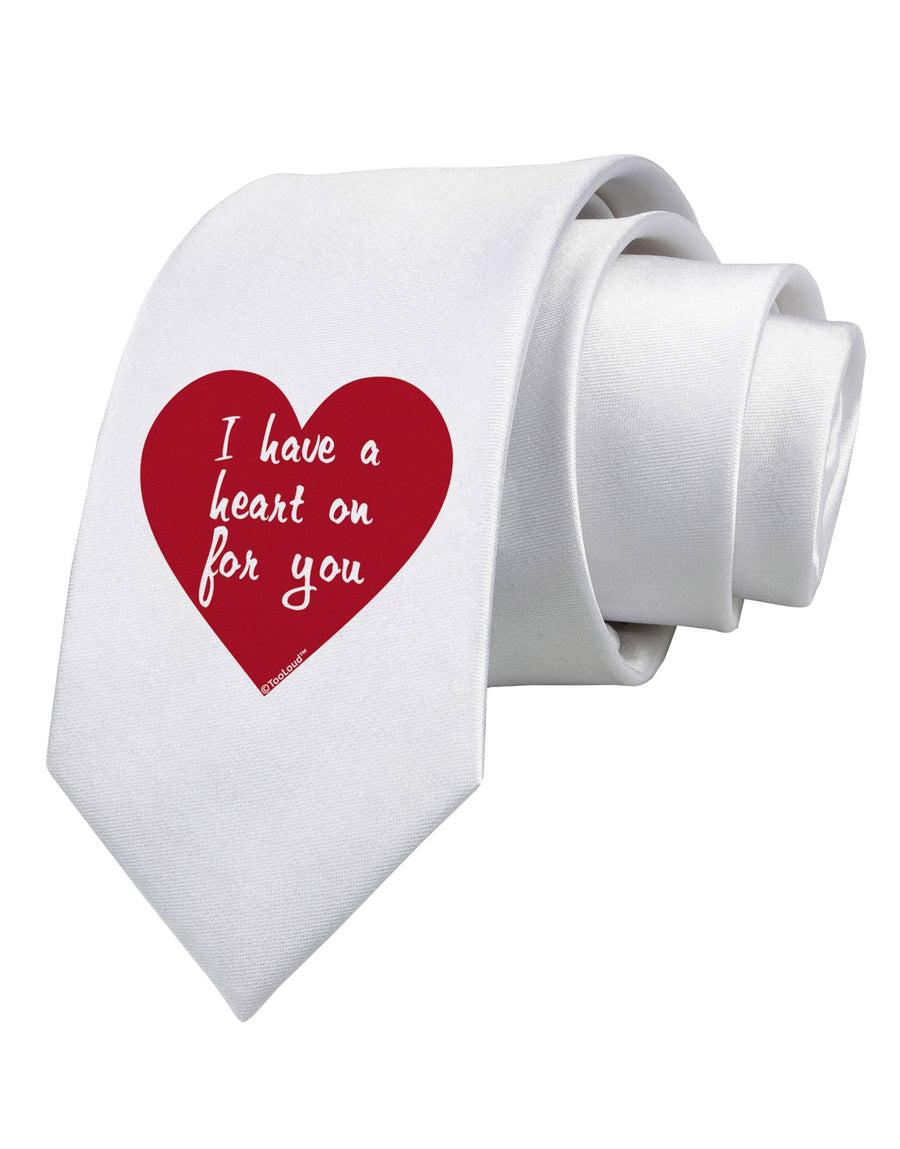 I Have a Heart On For You Printed White Necktie