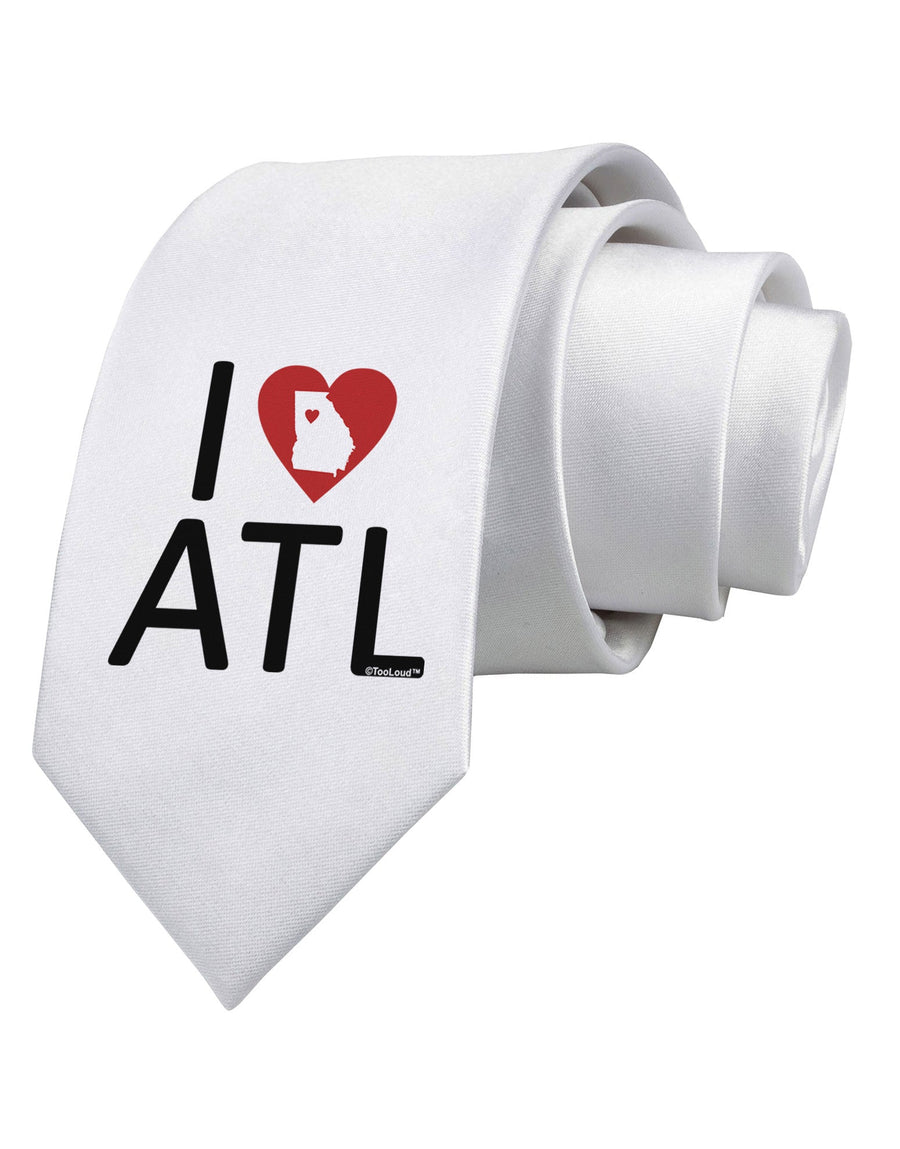 I Heart Atlanta Printed White Necktie