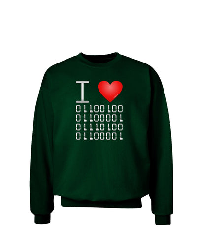 I Heart Binary Data Adult Dark Sweatshirt-Sweatshirts-TooLoud-Deep-Forest-Green-Small-Davson Sales