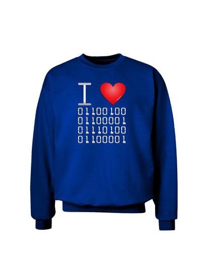 I Heart Binary Data Adult Dark Sweatshirt-Sweatshirts-TooLoud-Deep-Royal-Blue-Small-Davson Sales