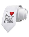 I Heart Binary Data Printed White Necktie