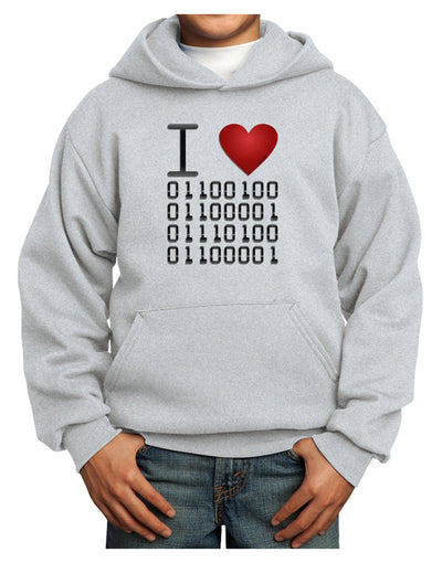 I Heart Binary Data Youth Hoodie Pullover Sweatshirt-Youth Hoodie-TooLoud-Ash-XS-Davson Sales