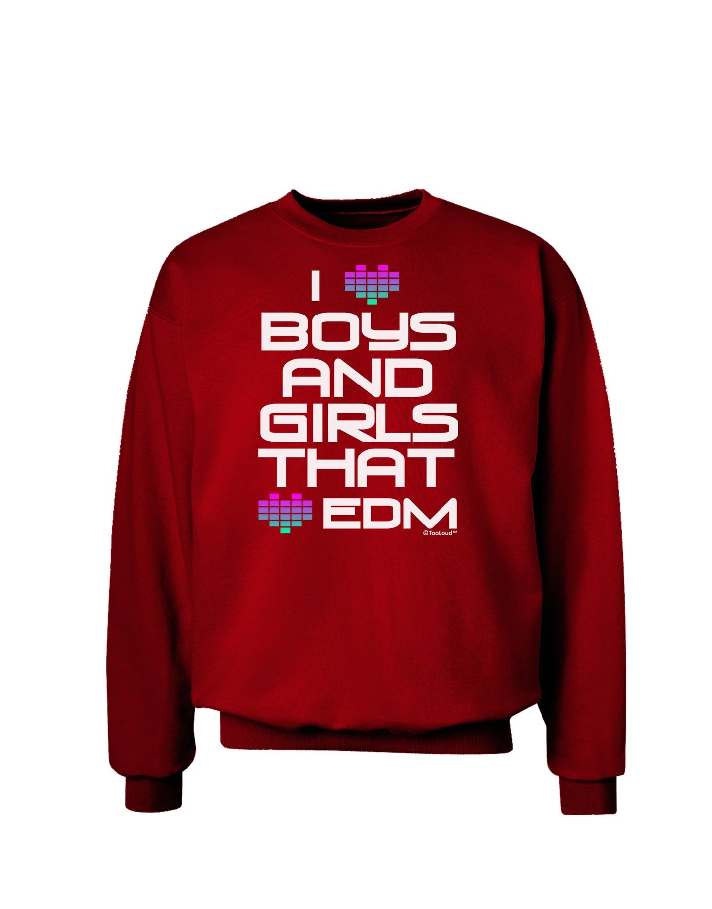 I Heart Boys and Girls That Heart EDM Adult Dark Sweatshirt-Sweatshirts-TooLoud-Deep-Red-Small-Davson Sales