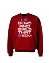 I Heart Boys and Girls That Heart EDM Adult Dark Sweatshirt-Sweatshirts-TooLoud-Deep-Red-Small-Davson Sales