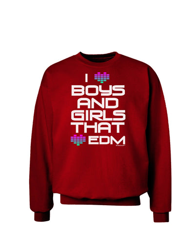 I Heart Boys and Girls That Heart EDM Adult Dark Sweatshirt-Sweatshirts-TooLoud-Deep-Red-Small-Davson Sales