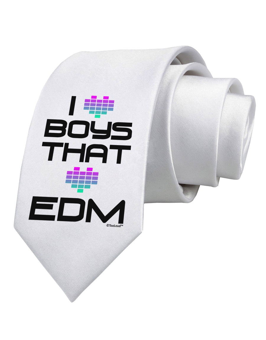 I Heart Boys That Heart EDM Printed White Necktie