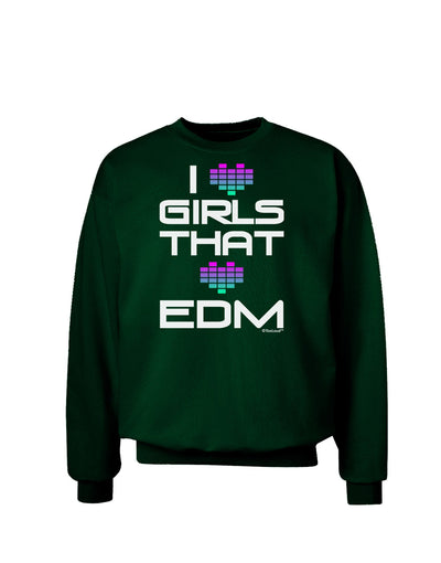 I Heart Girls That Heart EDM Adult Dark Sweatshirt-Sweatshirts-TooLoud-Deep-Forest-Green-Small-Davson Sales